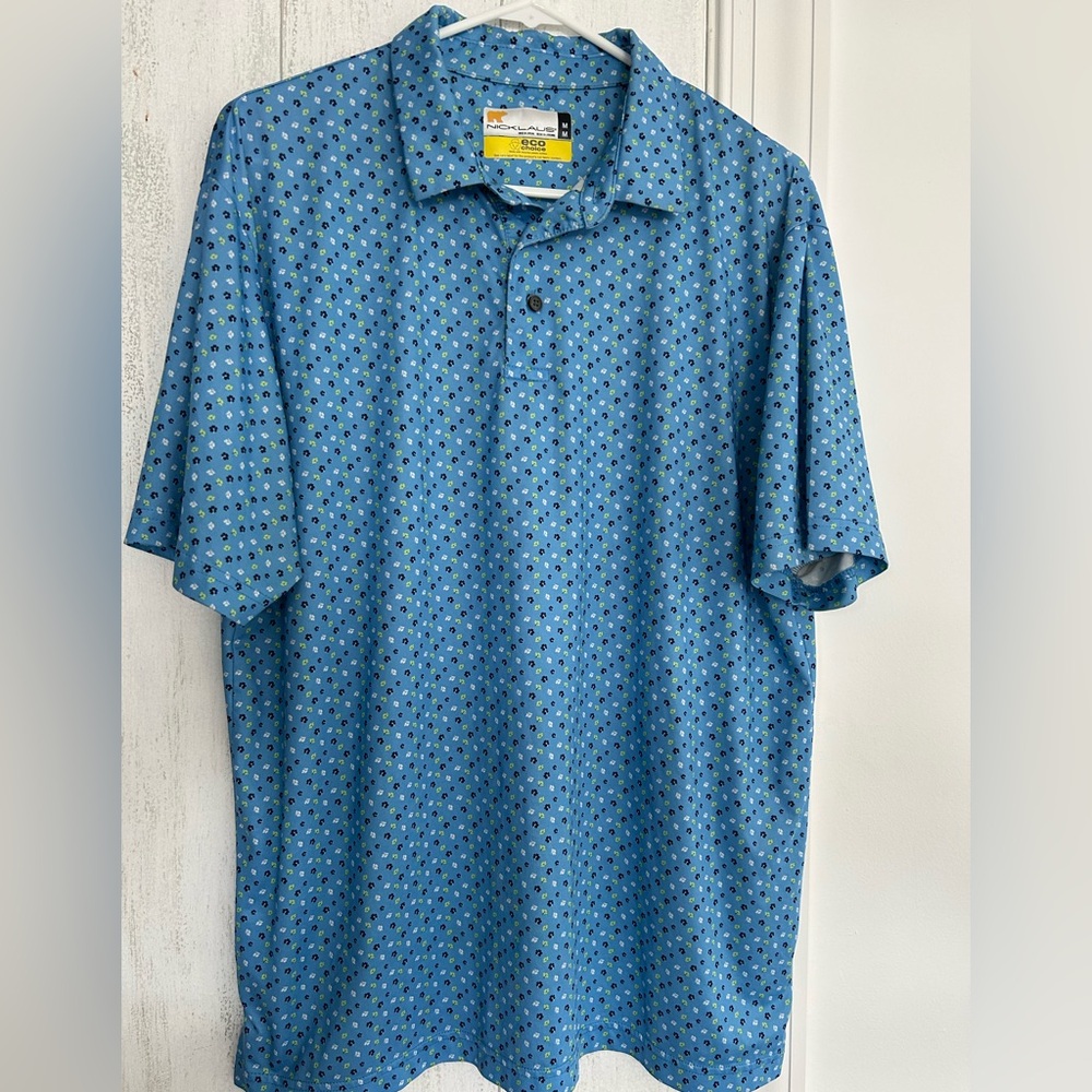 Jack Nicklaus Eco Choice Blue Floral Golf Polo Shirt
